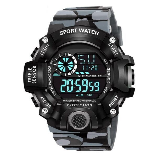 Shocknshop Digital Sports Multi Functional Black Dial Watch for Mens Boys -315RED