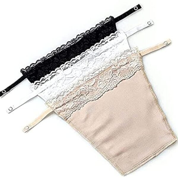 Shoppy Villa - Cotton Clip On Camisole for Women Mock Lace | Cleavage Cover | Deep Neck Cover Up Inners Cami Secret | Slip for Women Inner | Free Size | Set of 3