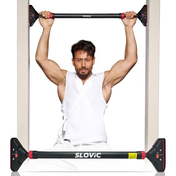Slovic Pull up Bar for Home for Kids & Adults [250 KG] | Pullup Bar for Home with Anti-Skid Grip | No-Drill Installation Pull up Bar for Home Workout | Gym Equipment for Home Workout (72-110 CM)