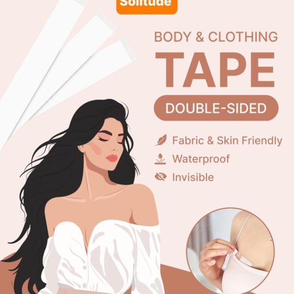 Solitude 252 Strips Double Sided Tape for Fashion, Clothing and Body Tape | All Day Strength Invisible Dress Tape for Women | Gentle to Stick on Skin and Clothes | Transparent