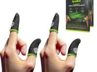 SpinBot Thumb & Finger Sleeve for Mobile Game (4 pieces), Pubg,Cod,Freefire -with Metal Carry Box-Pack of 2 Pair- Black