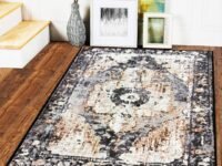 Status Contract 3D Printed Vintage Floral Design Carpet Rug Office, Bedroom, Hall Room, in Home Anti Slip Floor Mat (4 x 6 ft), Polyester, Multicolor, Rectangular