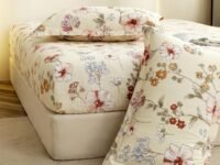 Story@Home Cloud Cotton Fitted BEDSHEET (72 X 78 Inch) 360 Elastic King Size with 2 Pillow Covers | Super Soft Bed Sheet for King Size Bed Floral Design (White, Red)