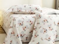 Story@Home King Size Bedsheet | Cloud Cotton Flatsheet King Size with Two Pillow Covers| 300 TC | Super Soft Bed Sheet for King Size Bed | Floral Design (270 x 250 cm, White & Brown)