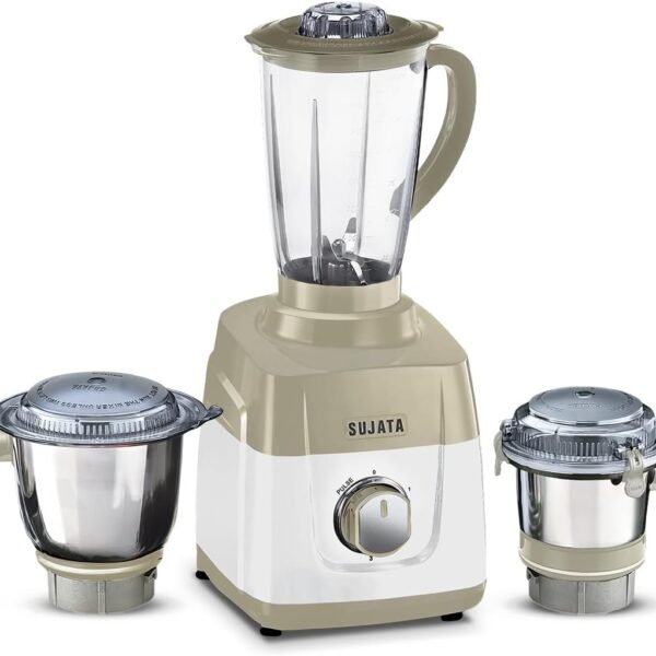 Sujata MG01 Mixer Grinder | 1000 Watt Dual Ball Bearing Motor | 24000 RPM | Do Not Stop 90 Minutes Runtime | 3 Jars Including 1750ml Blender, 1000 Grinder