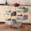 TEX-RO Kitchen Trolley with Wheels | 5-Layer Metal Vegetable Basket Stand & Kitchen Storage Rack | Multipurpose Kitchen Organizer for Onion Potato Storage (Silver Grey)