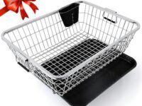 TEX-RO Stainless Steel Dish Drying Rack for Kitchen with Drainer Tray & Cutlery Holder | Utensils Drying Rack & Dish Drainer Basket | Bartan Stand Steel | Large 56x43x23 cm, Chrome Finish