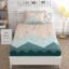 THE HOME STYLE Cotton Feel Glace Cotton Elastic Fitted All Around Printed Full Length Single Bed Bedsheet With 1 Pillow Cover (36" X 78", Pastel Green), 300 tc