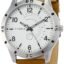 TIMEX Analog Watch for Man with White Round Dial & Brown Leather Strap Band Water Resistant Men's Wrist Watches - TW000U927