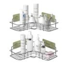 TORO Shower Caddy Corner Bathroom Shelf, Wall Mounted Bathroom Storage Organizer for Toilet, Dorm and Kitchen (PACK 02, Silver)