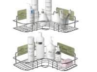 TORO Shower Caddy Corner Bathroom Shelf, Wall Mounted Bathroom Storage Organizer for Toilet, Dorm and Kitchen (PACK 02, Silver)