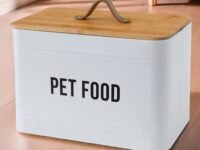 The Better Home Dog Food Storage | Galvanized Metal | Dog & Cat Food Storage | Pet Owners | Bamboo Lid | 10L | White 1 Pack