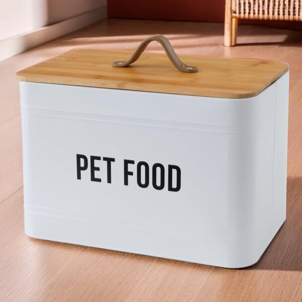 The Better Home Dog Food Storage | Galvanized Metal | Dog & Cat Food Storage | Pet Owners | Bamboo Lid | 10L | White 1 Pack