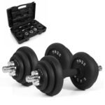 The Cube Club Adjustable Dumbbell 10Kg Cast Iron Powerbells With Anti-Slip Rod Set For Empower Your Fitness|Dumbbells Weights For Exercise Full Body Workout Gym Equipment For Men & Women(Black)
