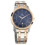 Titan Karishma Quartz Analog With Date Blue Dial Two Toned Silver & Rose Gold Stainless Steel Strap Watch for Men - NT1825KM01