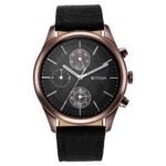 Titan Neo Splash Quartz Multifunction Black Dial Black Leather Strap Watch for Men - NT1805QP01