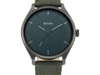 Titan Workwear Quartz Analog Hunter Green Dial Olive Green Leather Strap Watch for Men - NT1802NL02