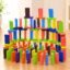 Toyshine 120 Pcs 12 Color Wooden Dominos Blocks Set, for Kids Board Game Educational Play Toy, Domino Racing Toy Game