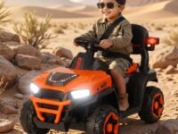 Toyzone Super Speedo Electric Jeep Without Remote (Orange) | 6V Rechargeable 4.5Ah Battery | Music Player with BT, USB & AUX | Smooth Acceleration | 6M Battery Warranty | Age 2-6 Years, Upto 35 kg