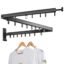 Trifold Wall Mounted Clothes Drying Rack, Space Saving Retractable Laundry Hanger with Towel Bar, Heavy Duty Collapsible Indoor & Outdoor Cloth Drying Stand for Balcony, Mudroom & Bedroom