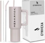 Tumbler with lid and Straw 1200ML Cup Stainless Steel Vacuum Insulated Tumbler for Water, Iced Tea or Coffee 1.2L Office Gym Travelling (Rose)
