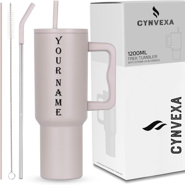 Tumbler with lid and Straw 1200ML Cup Stainless Steel Vacuum Insulated Tumbler for Water, Iced Tea or Coffee 1.2L Office Gym Travelling (Rose)