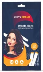 UB Unity Brand 216 Strips Double Sided Tape for Fashion, Clothing and Body Tape | All Day Strength Invisible Dress Tape for women | Gentle to stick on Skin and clothes | Transparent (216 Strips)