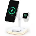 UNIGEN® MAGTEC 500 4in1 23W Foldable Mag-Safe Charger for iPhone 17/16 Plus/17/16 Pro/17/16 Pro Max,15/15 Plus/15 Pro/15 Pro Max,14/13/12 Series, AirPods 3rd/2nd, Series 9/8/7/6/5/4/SE LED Lamp-White