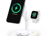 UNIGEN® MAGTEC 500 4in1 23W Foldable Mag-Safe Charger for iPhone 17/16 Plus/17/16 Pro/17/16 Pro Max,15/15 Plus/15 Pro/15 Pro Max,14/13/12 Series, AirPods 3rd/2nd, Series 9/8/7/6/5/4/SE LED Lamp-White