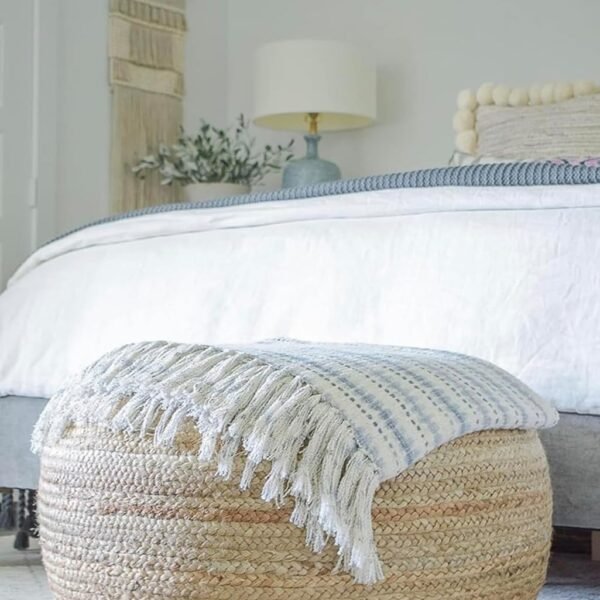 UR Home Jute Pouf| Ottoman| footrest (Jute Pouf) Sitting Round Ottoman (50X50X20)