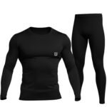 Unbeatable Mens Sports Running Set | Polyester Spandex Compression Shirt and Tights for Men Workout Combo Set | Long Sleeve Quick-Dry Fitness Track Suit for Man
