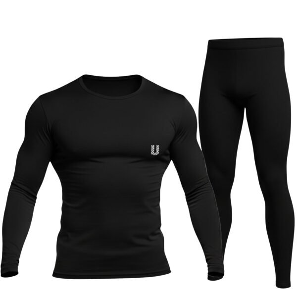 Unbeatable Mens Sports Running Set | Polyester Spandex Compression Shirt and Tights for Men Workout Combo Set | Long Sleeve Quick-Dry Fitness Track Suit for Man
