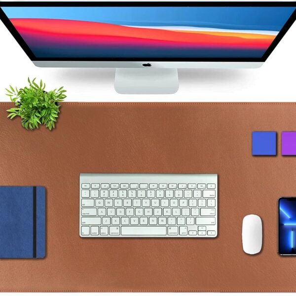 V-CUBE Designs Premium Vegan Leather Desk Mat 90X45cm 2.4mm Thick&Padded|Laptop Mat/Extended Mouse Pad/Stitched, Reversible, Sturdy Deskspread with High Tear/Peel Strength|Anti-Slip,Splash-Proof| Tan
