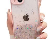 VONZEE® Case Compatible with iPhone 13 (6.1 inch), Non Moving Glitter Cover for Girls & Women Soft TPU Shockproof Anti Scratch Drop Protection Cover (Pink)