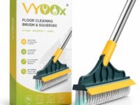 VYOOx Toilet Cleaning Brush with Wiper | 2-in-1 Bathroom Cleaning Brush | Long Handle Floor Scrub Brush for Tiles, Bathroom & Toilet Cleaning | Bathroom Cleaning Accessories