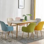 Velvet Upholstered Modern Accent Arm Chair for Living and Dining Room Mid-Century Club Guest Seat with Golden Legs Standard (Yellow)