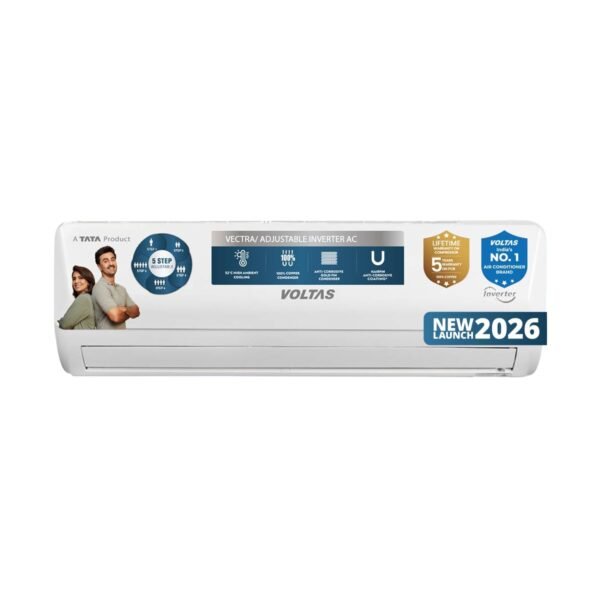 Voltas 1 ton 3 Star,New star rated, Inverter Split AC (Copper, Convertible 5-in-1 Cooling Mode, 2-Way Air Swing, Anti-dust Filter with Anti Microbial Coating, Auto Clean (123INV CAM, White)