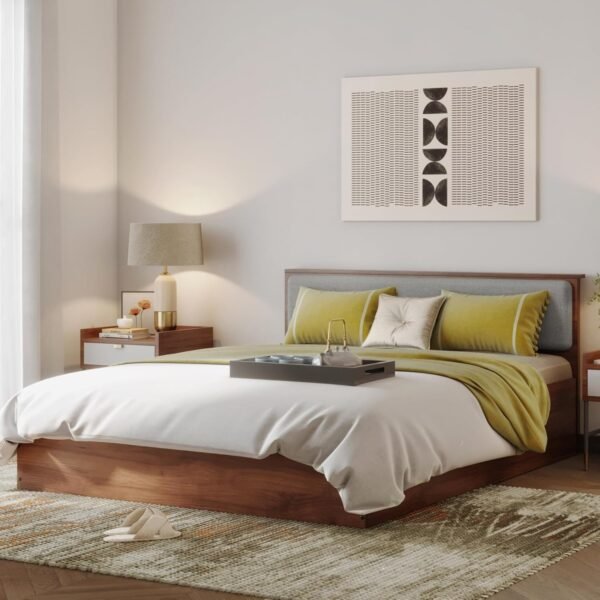 Wakefit Bed | 1 Yr Warranty | Bed Queen Size, Storage Box & Foam-Cushioned Upholstery Headboard, Density: 680–750 kg/m³, Termite & Borer Resistant, Fits Mattresses Up to 8 Inches (Taurus78x60 - CW)