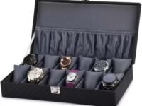 Watch Box, Black & Gray, 12 Slots