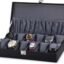 Watch Box, Black & Gray, 12 Slots