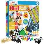 Wembley 10-in-1 Classic Board Games Set for Kids & Family| Includes Chess, Ludo, Checkers, Nine Men's Morris & More| Boosts Decision Making & Problem Solving| Indoor Strategy Game Set for Ages 6+
