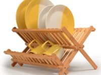 Whitewhale Dish Rack Collapsible Dish Drying Rack Wooden Dish Drying Rack, Foldable Dish Rack Wood Drying Rack Compact Kitchen Plate Rack