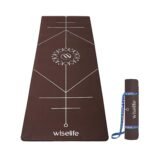 Wiselife True Body Alignment Yoga Mat + Sleek Yoga Strap For Men And Women | Non-Slip Textured Extra Wide & Thick | Pro Balance Eco-TPE Exercise Mat For Home, Pilates, Gym & Fitness (6MM,BROWN)