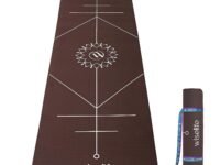 Wiselife True Body Alignment Yoga Mat + Sleek Yoga Strap For Men And Women | Non-Slip Textured Extra Wide & Thick | Pro Balance Eco-TPE Exercise Mat For Home, Pilates, Gym & Fitness (6MM,BROWN)