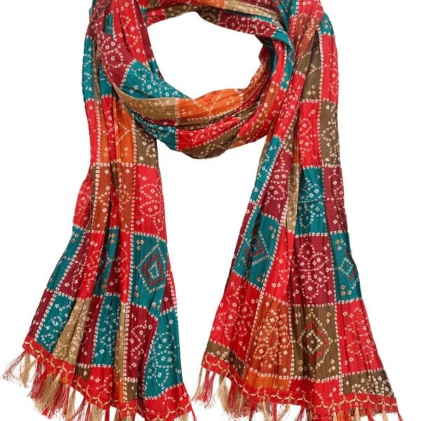 Women's Cotton Blend Bandhani Print Dupatta with 2.20 Meters | Women’s cotton printed dupatta with tassels