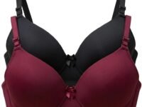 Women's Nylon Lycra Lightly Padded Full Coverage Wirefree T-Shirt Bra Combo Pack of 2