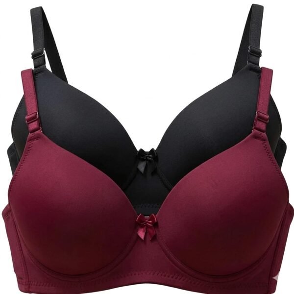 Women's Nylon Lycra Lightly Padded Full Coverage Wirefree T-Shirt Bra Combo Pack of 2