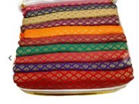 Women's Silk Unstitched Blouse Material 1 Meter Each | Silk Brocade Zari Work Multicolor Traditional Blouse Piece/Pack, Length: 1 Mtr (Pack of 10 Pieces)