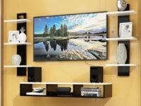 Wooden Wall Mounted TV Unit, TV Cabinet/Stand for Wall for Living Room, Set Top Box Stand (White and Black), 40 Cm, 40 Cm