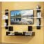 Wooden Wall Mounted TV Unit, TV Cabinet/Stand for Wall for Living Room, Set Top Box Stand (White and Black), 40 Cm, 40 Cm